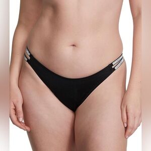 New Victoria's Secret Very Sexy Double Shine Strap Brazilian Panty Black Medium